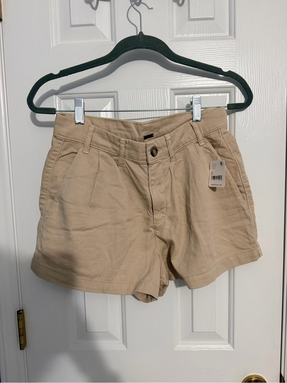 Free People Pleated Tan Bermuda Shorts